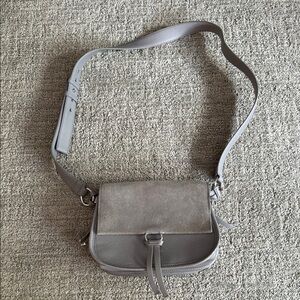 Ted Baker Gray Crossbody Bag with Rounded Shape and Magnetic Flap